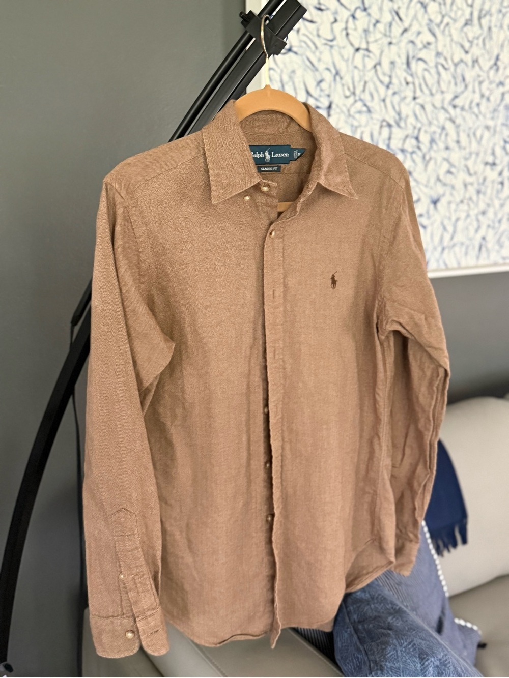 Ralph Lauren Brown Herringbone Classic-Fit Button-Down Shirt - Picture 2 of 5